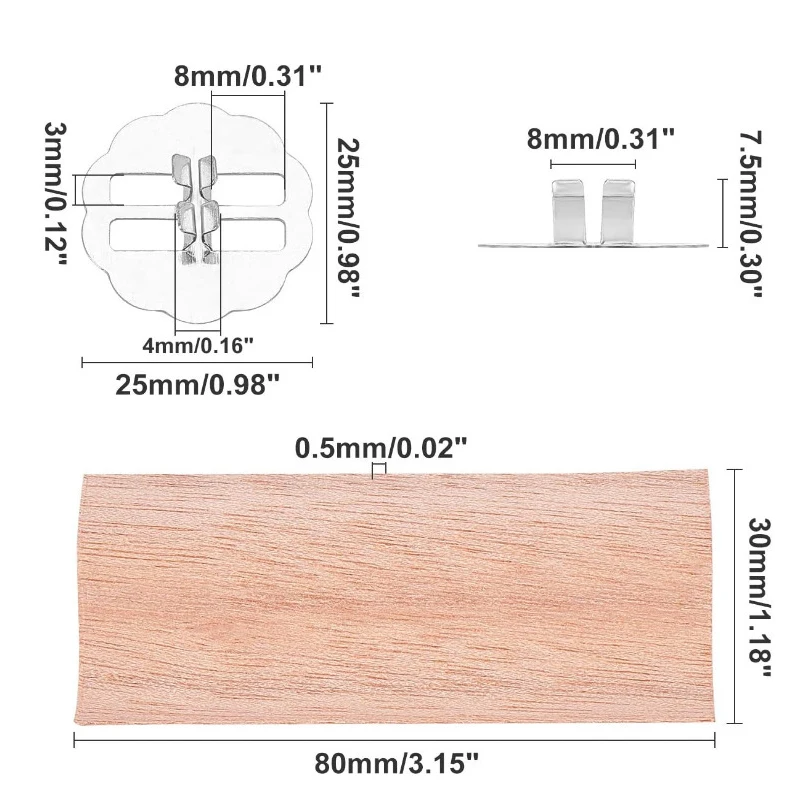 10 pçs grande chama forma vela de madeira natural pavio vela diy material aromaterapia cera de soja sem fumaça com chip pavio titular