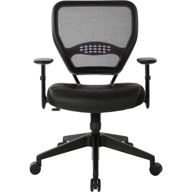 Professional AirGrid Dark Back and Padded Black Eco Leather Seat, 2-to-1 Synchro Tilt Control, Adjustable Arms and Tilt Tension