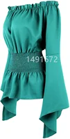 Chemise à manches longues pour femmes, Chemise médiévale Renaissance pour filles victoriennes, gothique rétro paysanne, épaules dénudées, haut résistant 5
