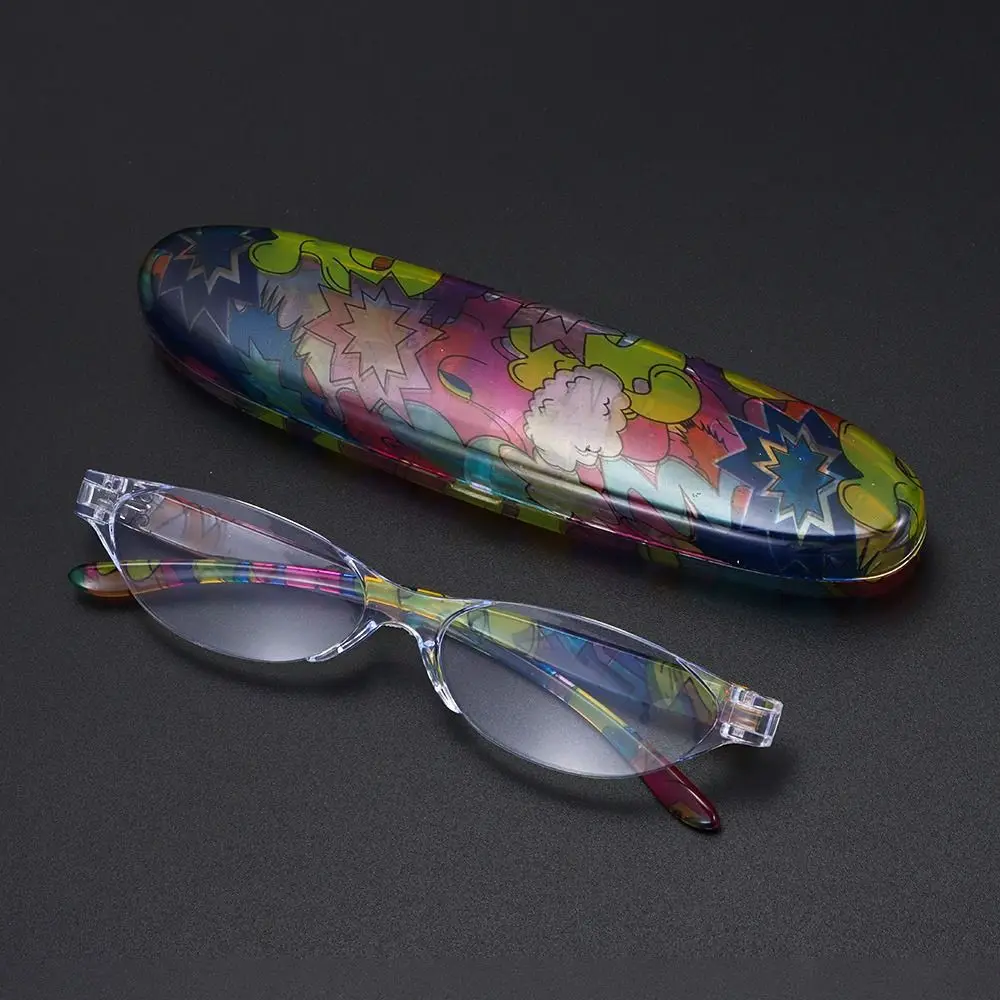 Floral Small Oval Reading Glasses with Case Vintage Anti Blue Light Eyewear Women Men Spring Hinge Computer Readers Eyeglasses 4