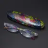 Floral Small Oval Reading Glasses with Case Vintage Anti Blue Light Eyewear Women Men Spring Hinge Computer Readers Eyeglasses 4