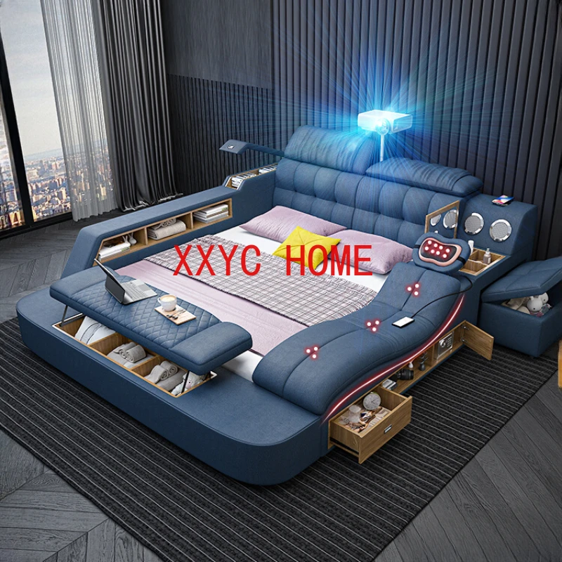 King Nordic Luxury Double Bed Estetica Multifonction Smart Modern Double Bed Frame Queen Letto Matrimoniale Mobili Per Camera Da Letto