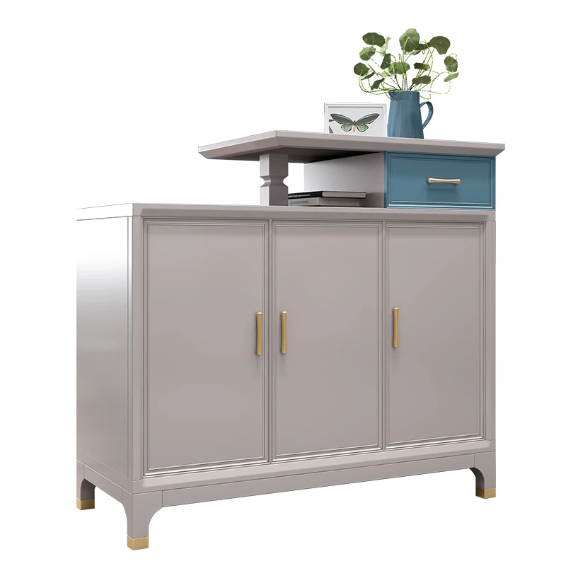 

Double-Sided Solid Wood Shoe Cabinet American Light Luxury Entrance Locker Storage Cabinet