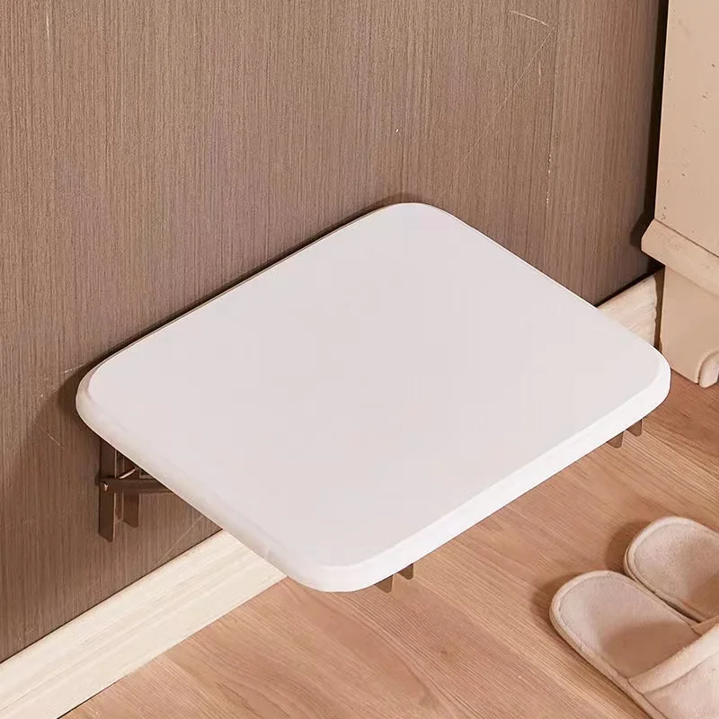Wall Mounted Wood Folding Chair Door Shoe Folding Stool Household Hidden Footstool Casual Porch Shoe Changing Stool Furniture