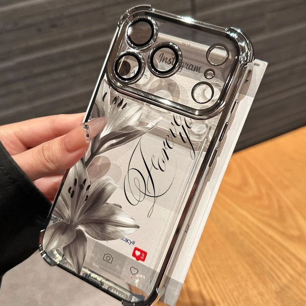 Elegant Lily Flower Plating Case with Air-Guard Corners Cover