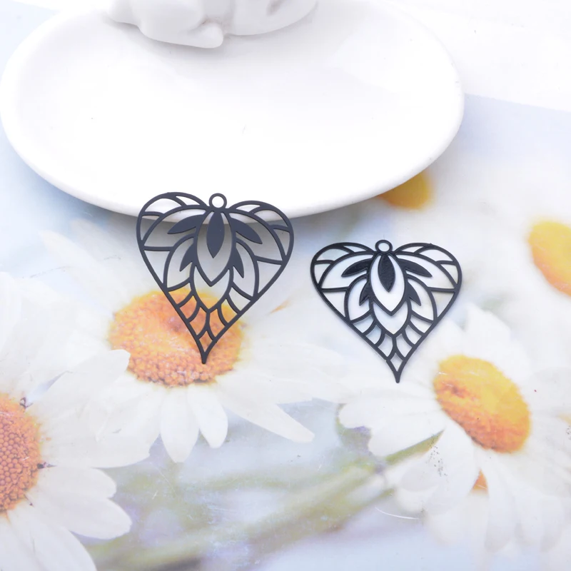 10pcs AB8210 황동 선조 하트 매력 다채로운 펜던트 Diy Jelwery 귀걸이 액세서리