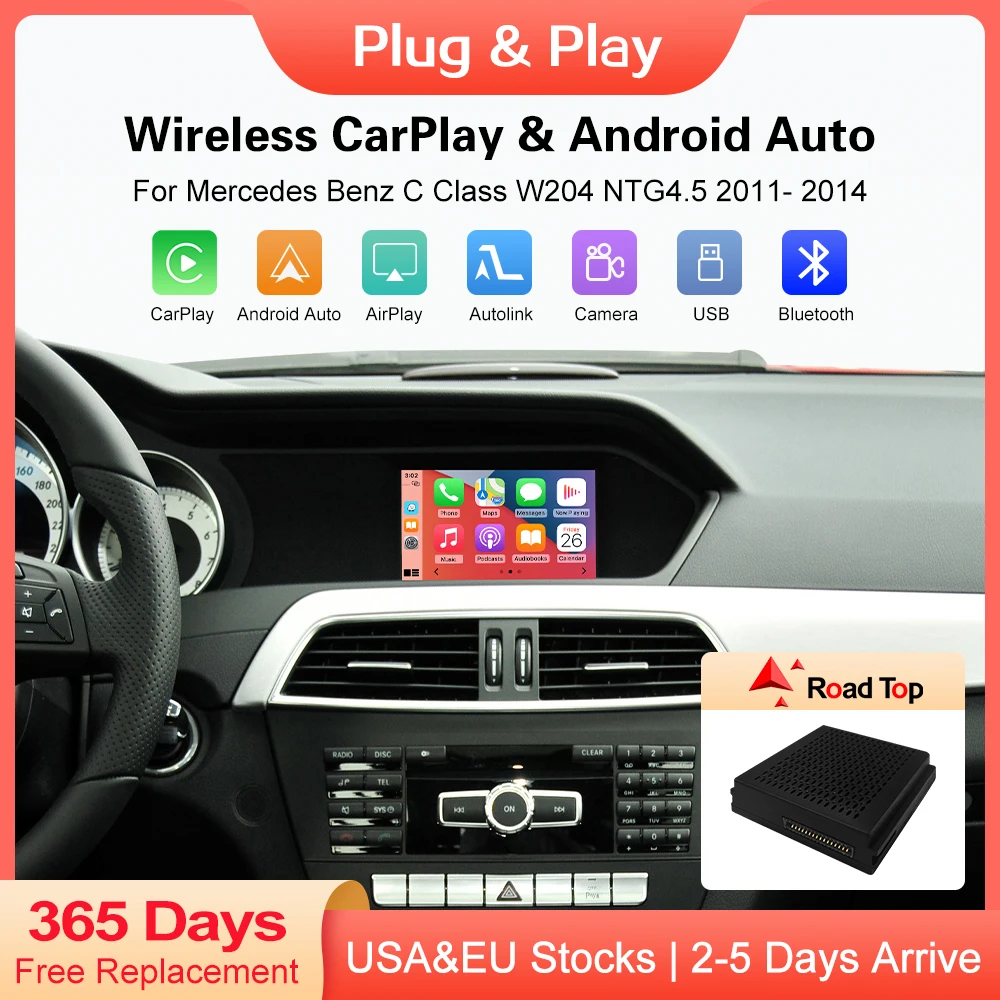 Wireless CarPlay Android Auto for Mercedes Benz Class C W204 C204 S204 NTG  4.5 with Mirror Link AirPlay Navigation Functions