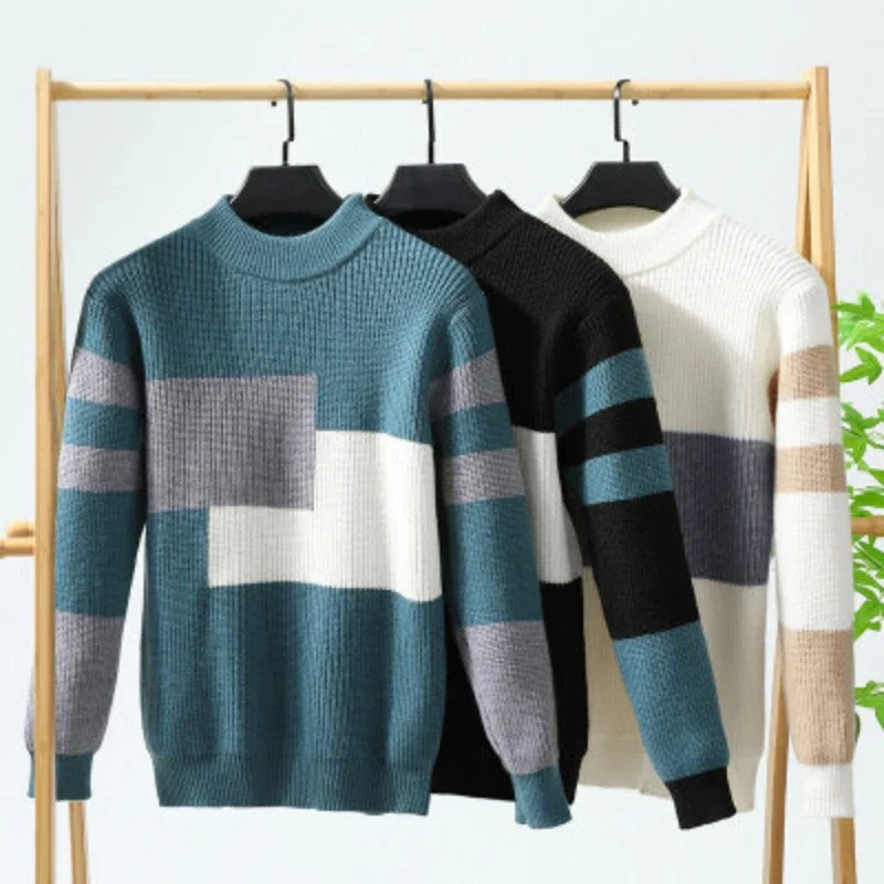 Men's Sweater Autumn-winter Thick Warm Shirt Collar Pullover basic sweater