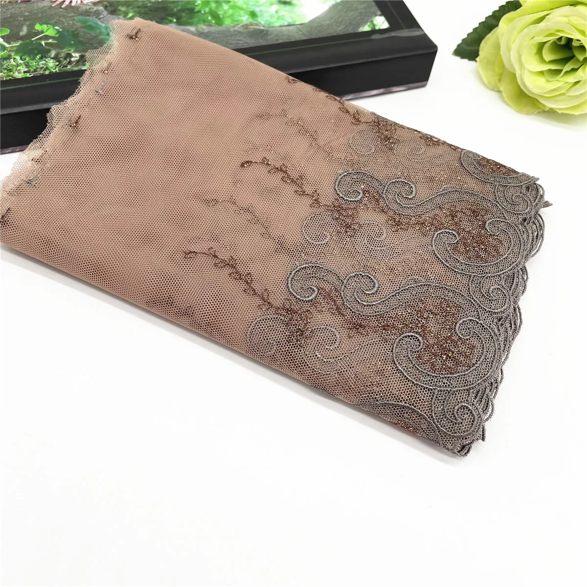 3y/lot Width 7 5/8 inch (19cm) Cream Black Embroidery Lace Trim For Skirt Hem Clothes Sewing Material DIY Apparel Dress Fabric 5