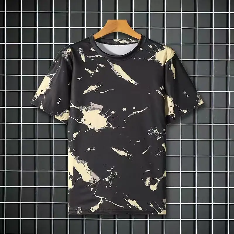 Men Casual Hawaiian Flower Print Short Sleeve T Shirt