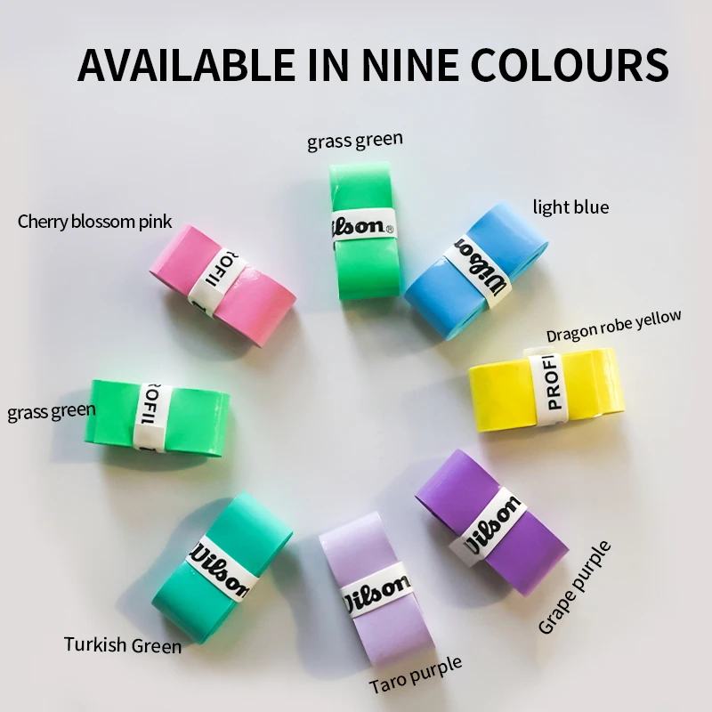 Colorful selection of sticky tennis racket overgrips