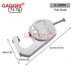 Enhanced Digital Display Thickness Gauge - Zinc Alloy Electronic LCD Micrometer for Precise Wall Measurement (0 - 20MM flat head)