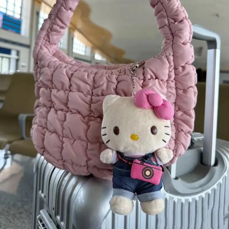 Cartoon Sanrio Hello Kitty Plush Keychain Kawaii Camera Kt Plush Pendant Anime Peripheral Stuffed Toys Zipper Decoration Gifts 3
