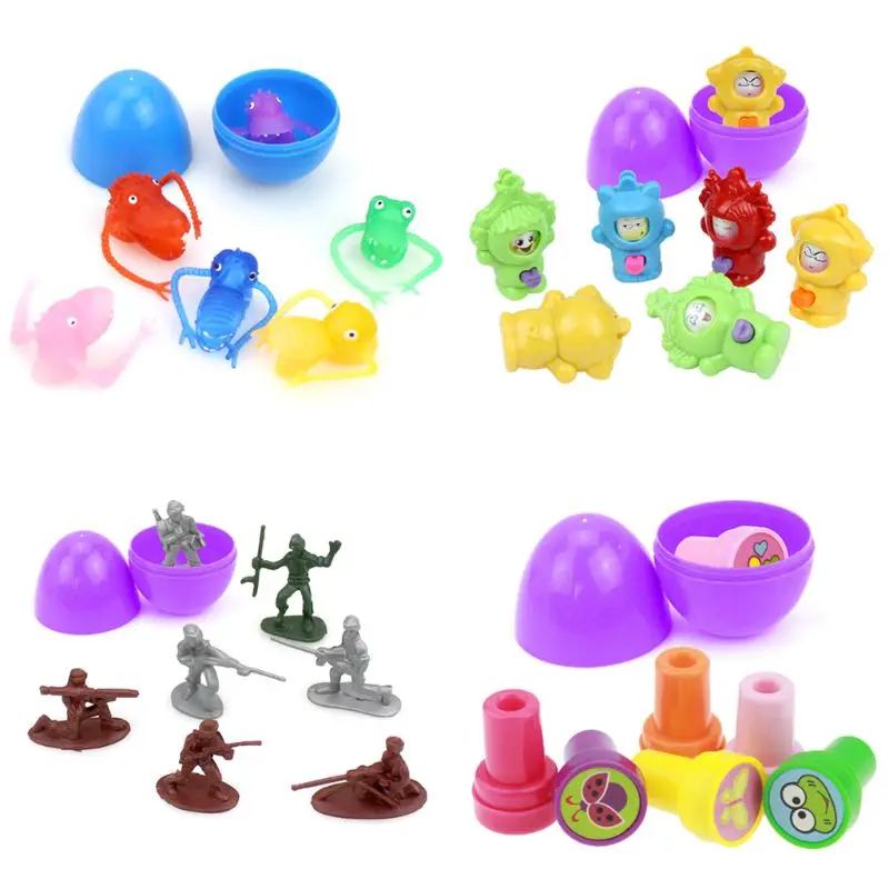 12pcs 참신 부활절 Gashapon 파티 호의 안에 장난감과 놀람 계란을 가득
