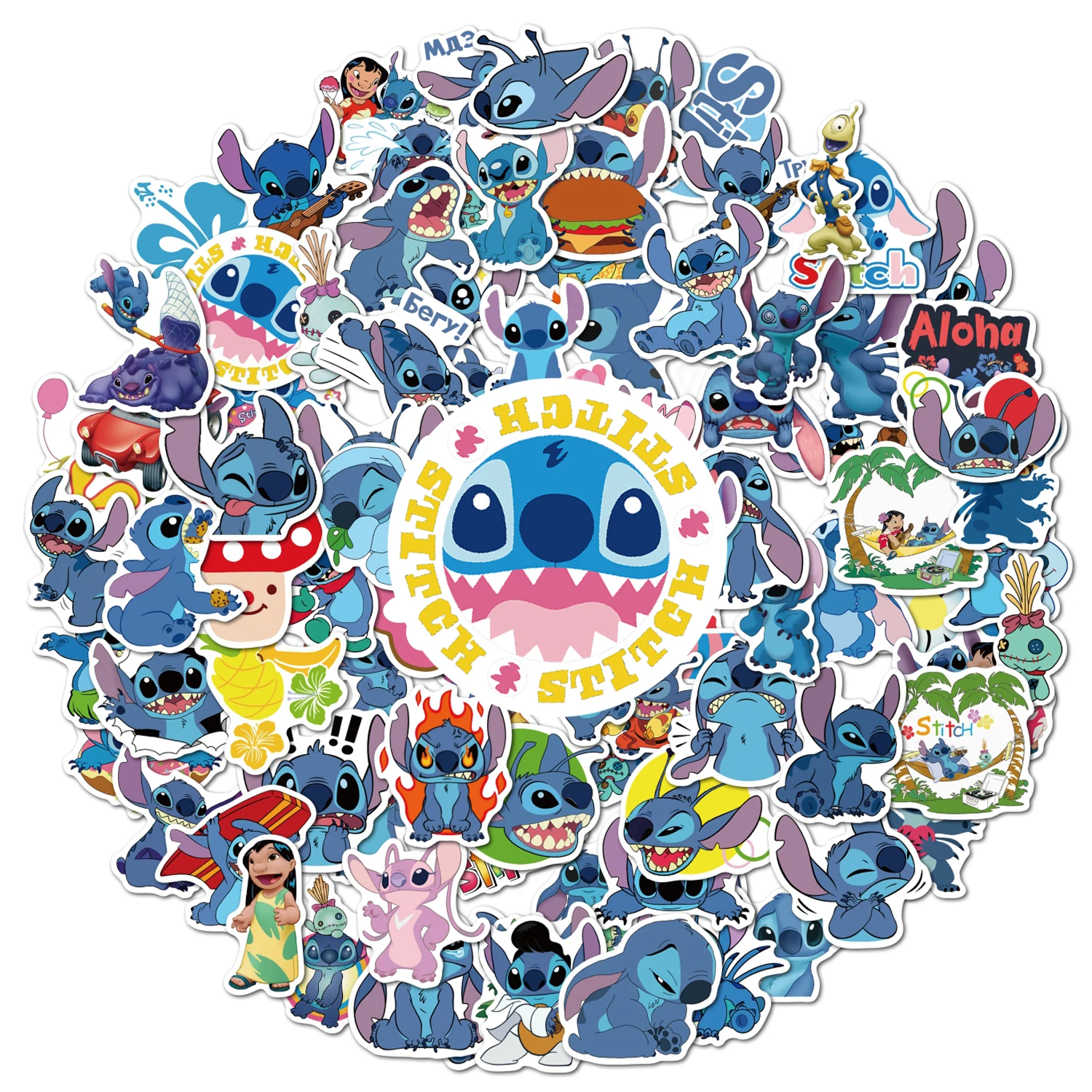  Classic Disney Stitch Sticker Set - Bundle with 72