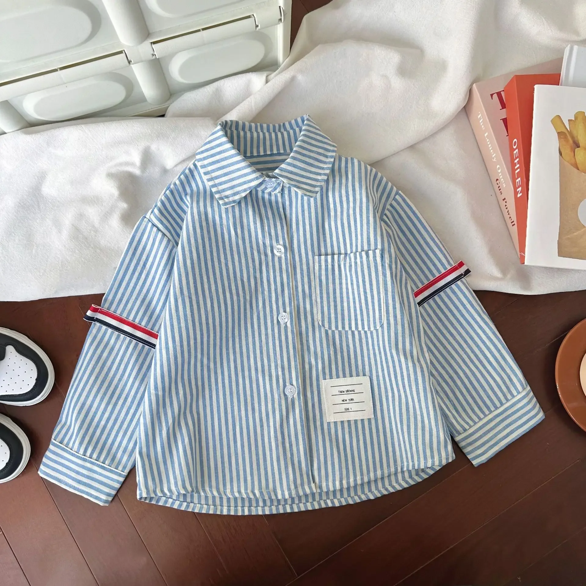 Spring Hot Sale Of The Season Children's Long Sleeve Striped Shirt Boys' Middle And Small Children Fashionable Shirt AE Stock Or