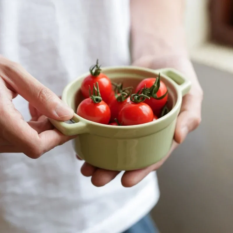 200ML Ceramic Breakfast Bowl Ramekins with Lids Oven Safe Creme