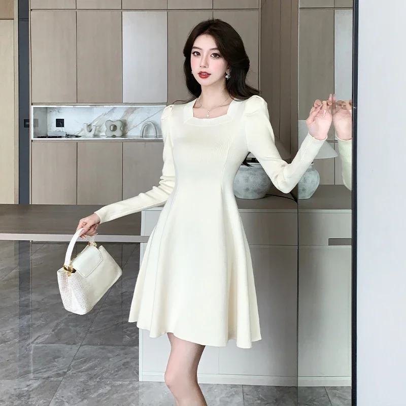 chinese dress ladies PRETTYGARDEN Women Sweater Dress Fall Fashion Long Sleeve V Neck Ribbe main image 1