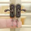 1/12 Scale Retro Style Dollhouse Lock Key Set Miniature Door Handles Brass Knobs Mini Furniture Pull Doll House DIY Accessories 2