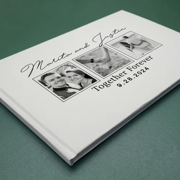 Livre d'or de mariage personnalisé, livre de signature de réception de mariage, Album de photos personnalisé avec vos noms, livre d'or blanc, cadeaux pour Couple 1