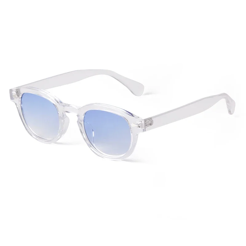 Fashion Transparent Blue Round Sunglasses Women Men 2024 Retro Rivet Tortoise Small Square Sun Glasses UV400 Lunettes De Soleil 2