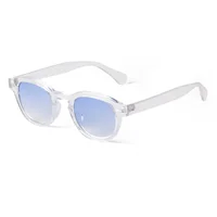 Fashion Transparent Blue Round Sunglasses Women Men 2024 Retro Rivet Tortoise Small Square Sun Glasses UV400 Lunettes De Soleil 2