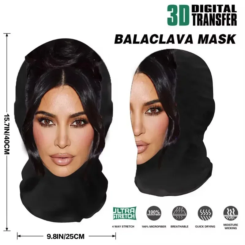 Cosplay headwear Hip Hop Fashion Hood Hat 3D Printed Kanye Mask Elastic Mesh Halloween Decor Full Face Mask Unisex