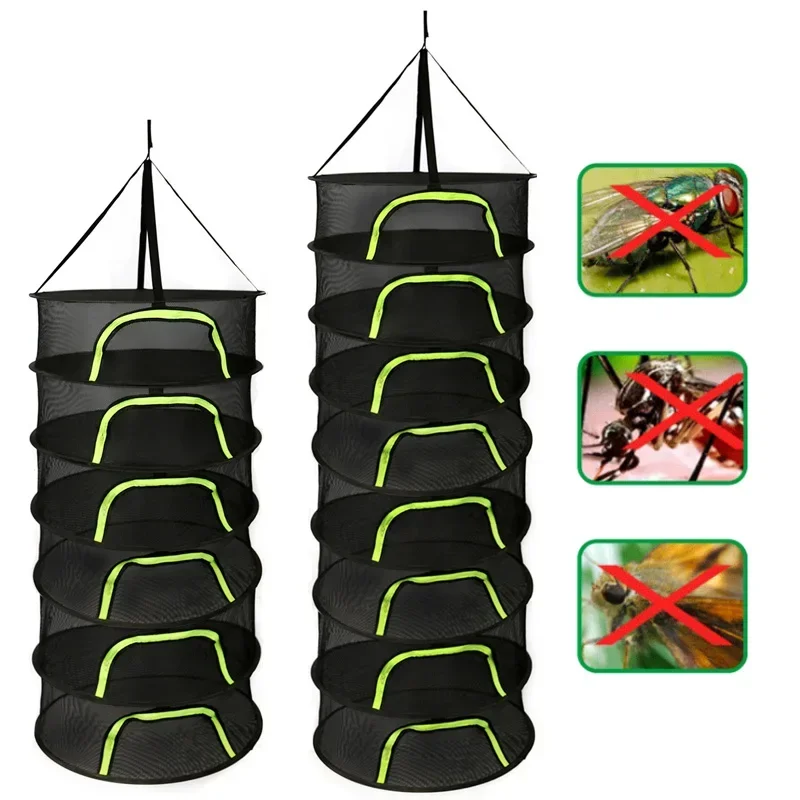 2/4/6/8 Drying Net For Herbs Fish Herb Vegetable Dryer Bag Folding Dry Rack Mesh Flowers Buds Plants Organizer Hanging Basket 3
