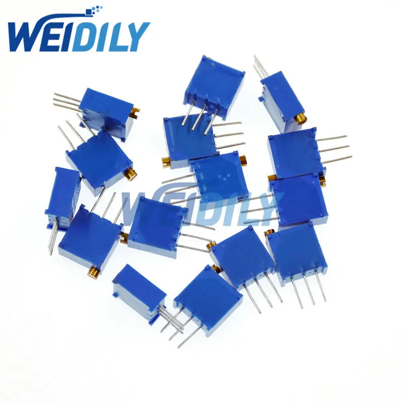 50PCS 3296W Multiturn Trimmer Potentiometer Kit High Precision 3296 Variable Resistor 500R 1K 2K 5K 10K 20K 50K 100K 200K 1M New