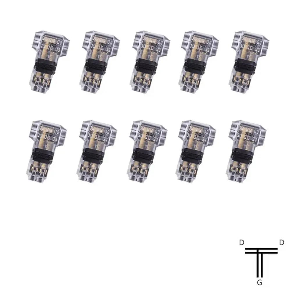 10개입 T형 저전압 와이어 커넥터 18-22 AWG 케이블용 T1/T2 퀵 커넥터 와이어 커넥터 스트리핑 불필요