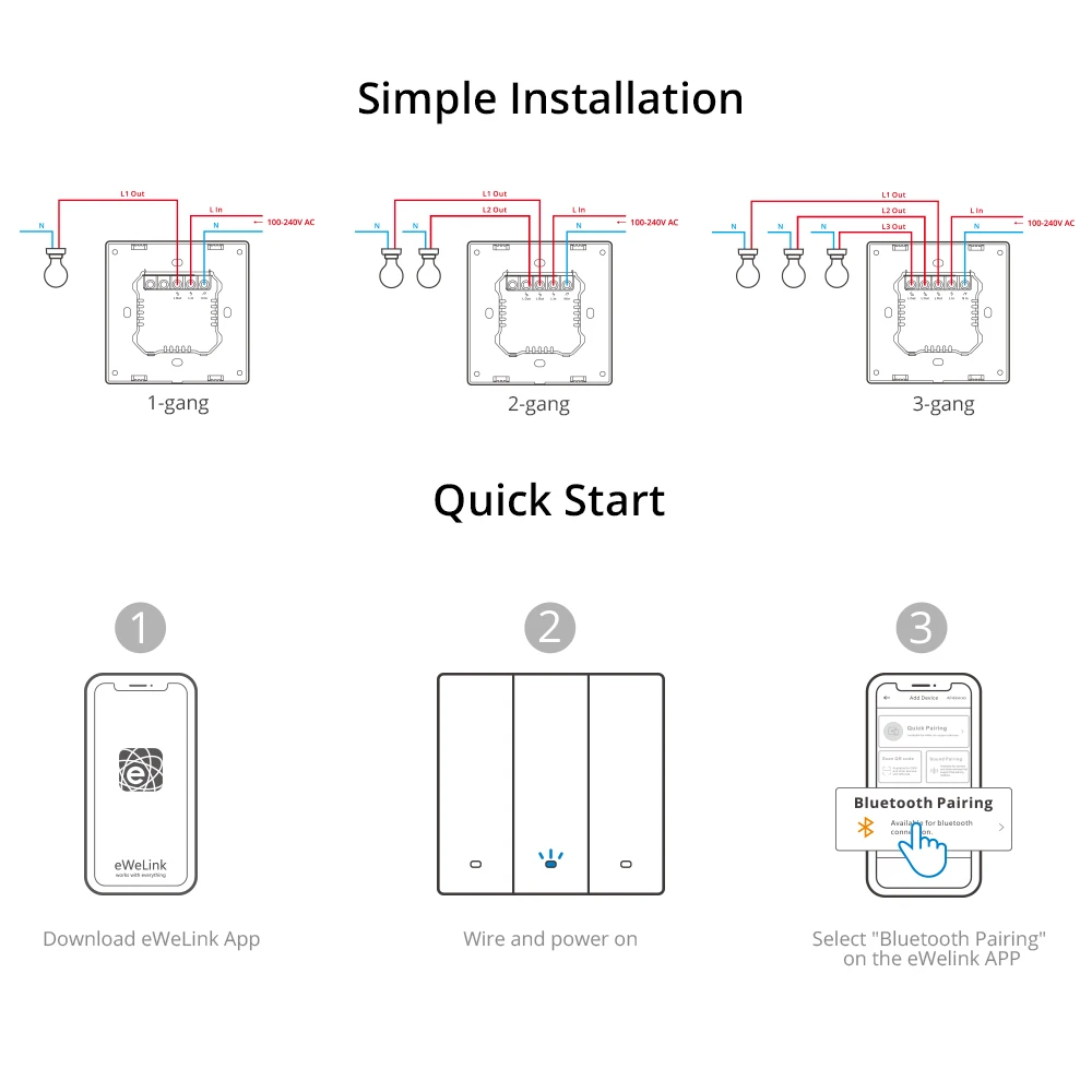 SONOFF M5 SwitchMan Smart Wall Switch 80/86 Type Push Button Switch 1/2/3 Gang Switch Frame Remote Control for Alexa Google Home