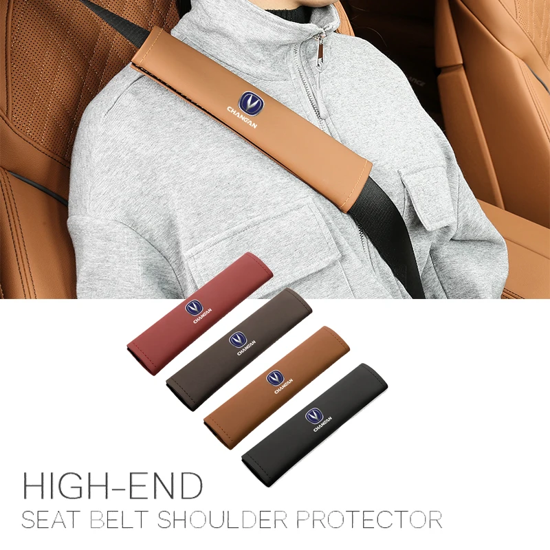 2Pcs Car Safety Belts Shoulder Pad Leather Seat Belt Cover For Changan