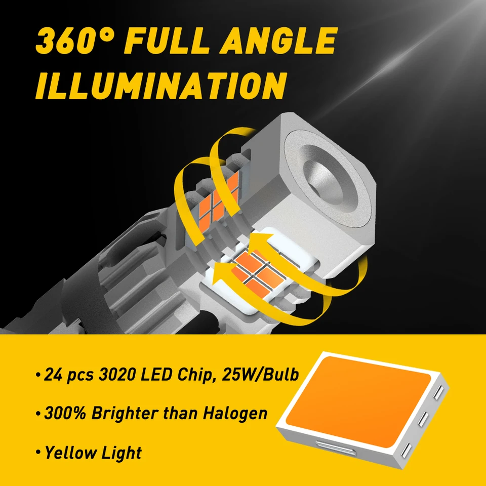 Lampadina LED 3156 P27W Giallo Ambra - Super Luminosa Per Auto, Canbus Ready - Foto 7