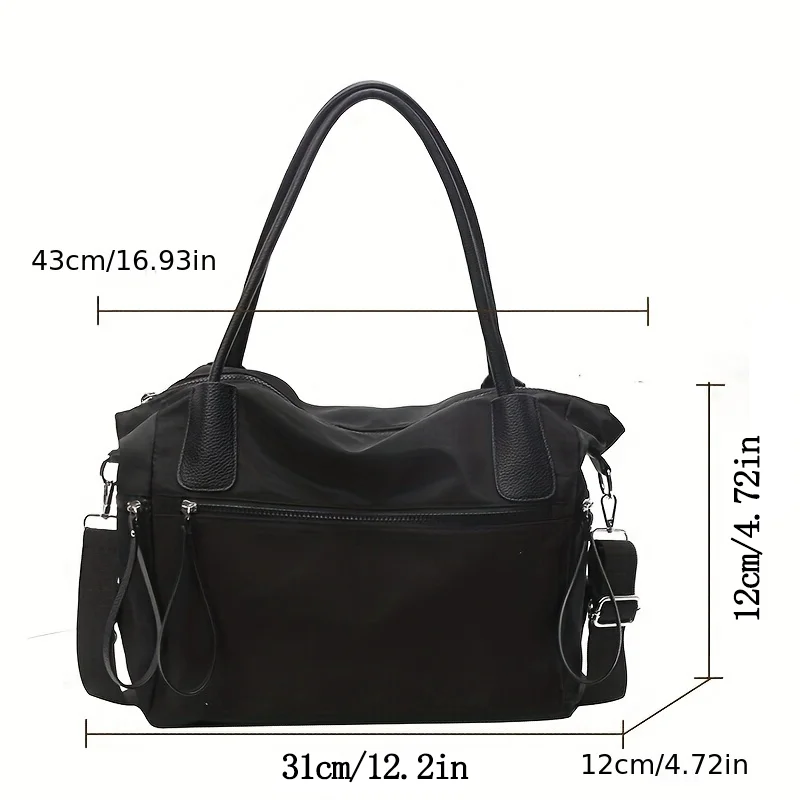 Vintage Nylon Women Shoulder Bag Large Capacity Waterproof Shoulder Bag Daily Commuting Handbag