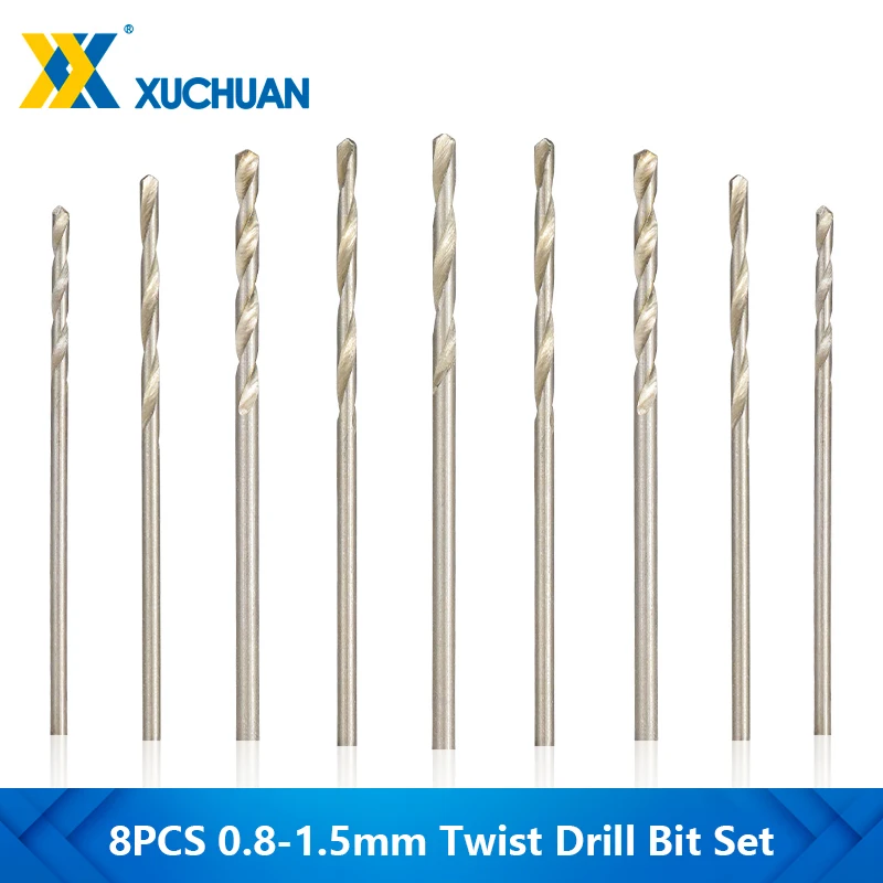 Twist Drill Bit Set 8pcs 0.8-1.5mm HSS Mini Drill for Wood Metal Hole Drilling Cutter Gun Drill Bit