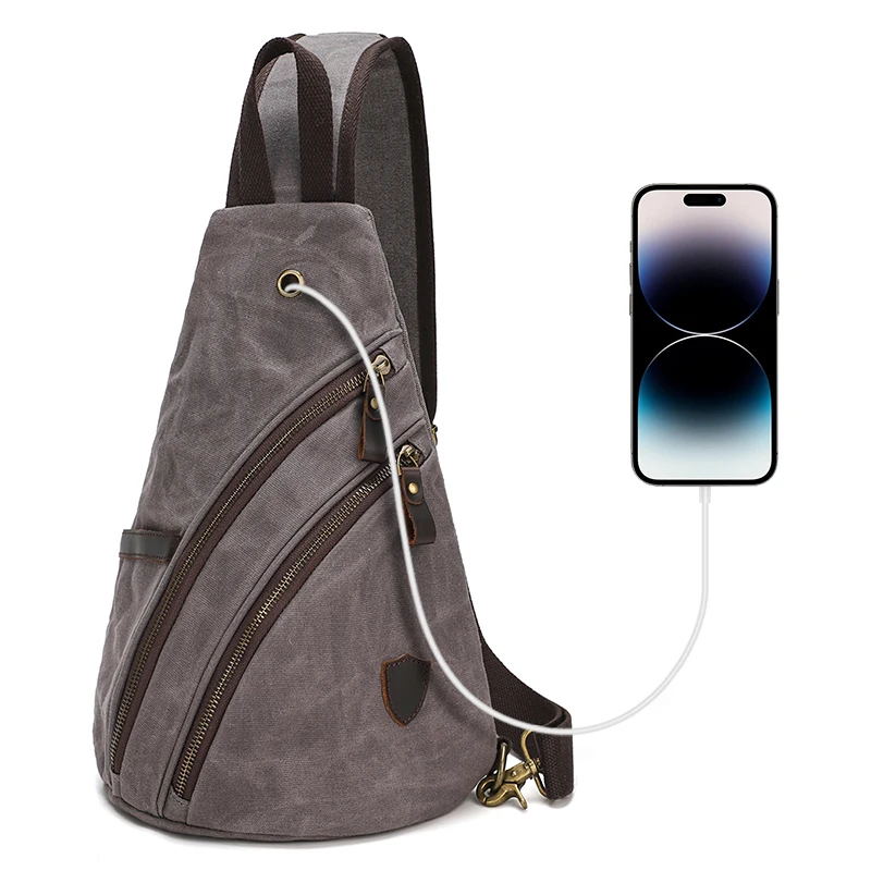 Canvas Sling Bag - Small Crossbody Backpack Shoulder Casual