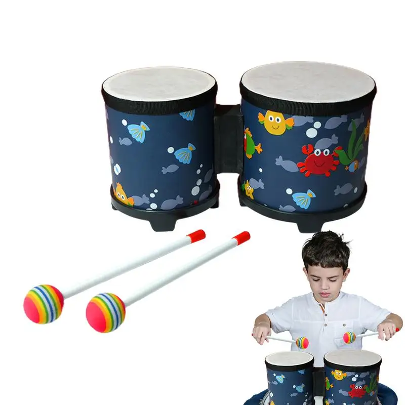 

Bongo Drums Adults Percussion Instrument Kids Drum Musical Toy Kids Drum Set Hand-Crafted Wooden Musical Instruments With 2