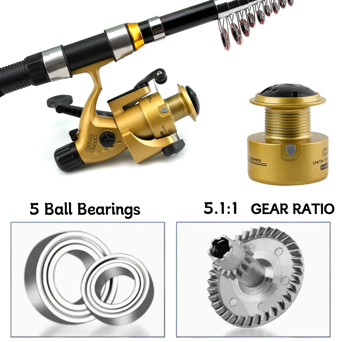 Portable Sea Fishing Kit with Rod, Reel, Hooks & Line 4