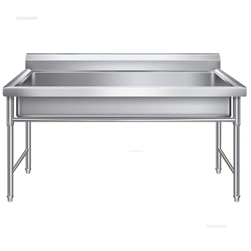 Stainless Steel Floor-standing Dishwashing Kitchen Sinks for School Canteen Outdoor Washing Sinks Commercial Large Single-tank L