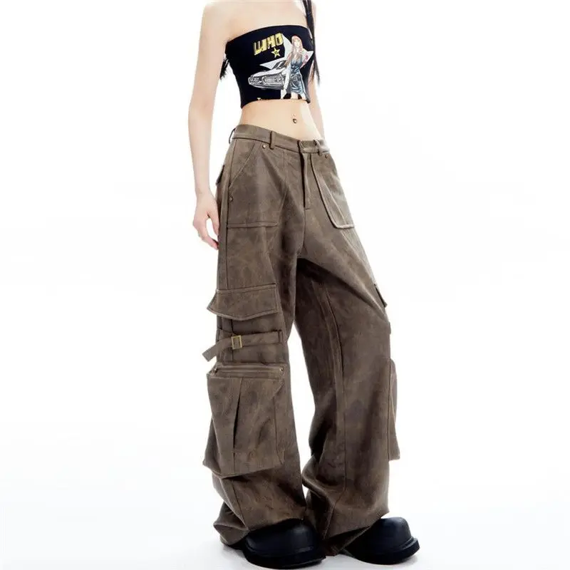 

Hip Hop Cargo Pants Women Clothing High Street Fashion Retro Streetwear Women Pants Hot Girls Casual Wide Legs Trousers Women