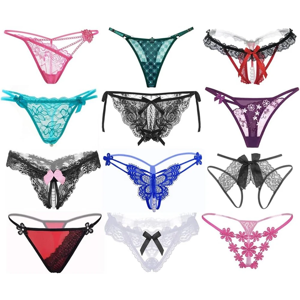 Sexy Slips mit niedriger Taille, G-String, hohl, anal, dünn, LGBT-Unterwäsche, nahtlos, erotisches Höschen, floral bestickter Tanga, Dessous-Slip 1