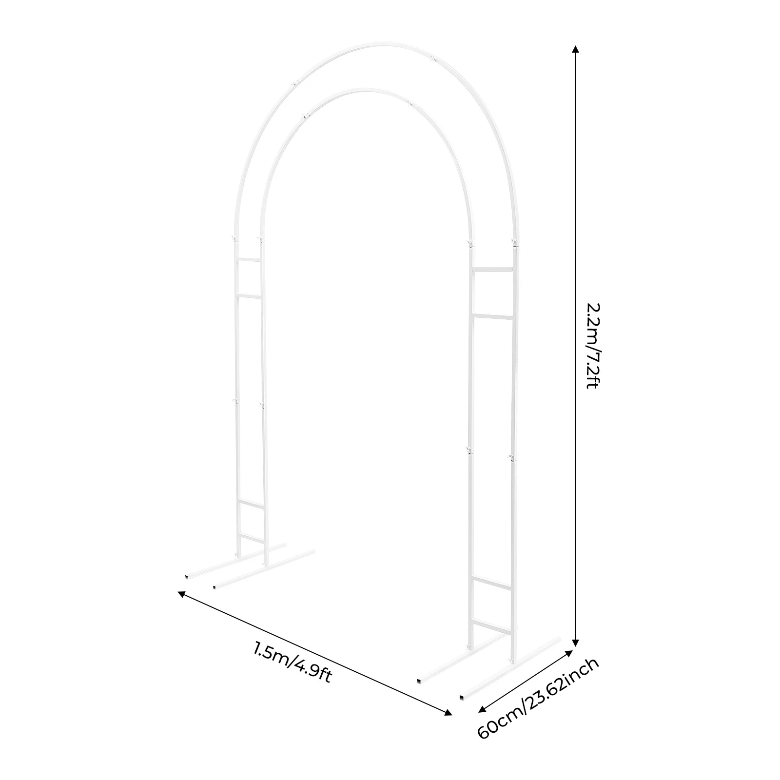 7,2 Fuß Metall-Hochzeitsbogen, Ballonbogen-Hintergrundbogenständer für Hochzeit, Braut, Garten, Hof, Party-Dekoration im Innen- und Außenbereich – Detail 11