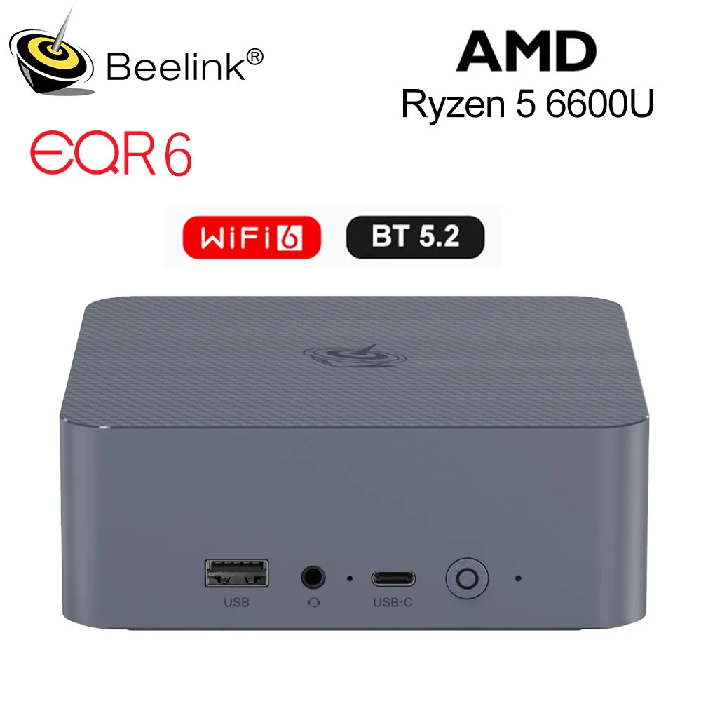 비링크 라이젠 5 EQR6 6600U 미니 PC AMD 6600U 24G500G 최대 2.9-4.5GHz Wifi6 BT5.2 4K HD 디스플레이 지원 오피스 미니 컴퓨터