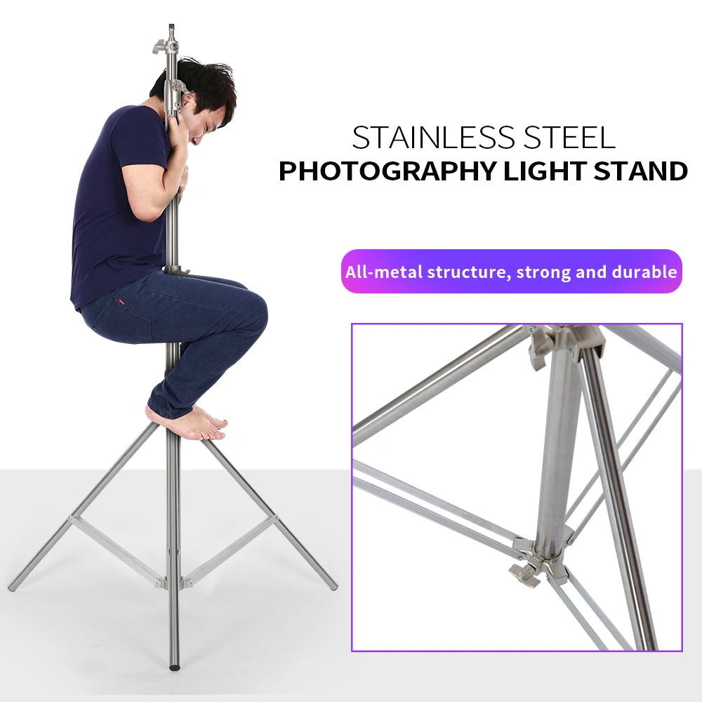 Super Stable Stainless Steel Big Tripod 2.8M Foldable Lighting Stand Tripod Photography For Fill Spot Light Softbox Photo Studio