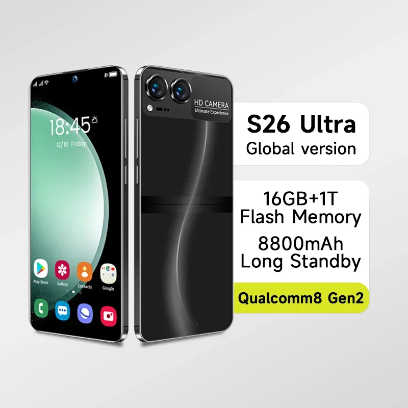 

S26 Ultra Global Version Smartphone Qualcomm8 Gen2 16G+1TB 8800mAh 48+72MP 4G/5G Network Cellphone Android Mobile Phone