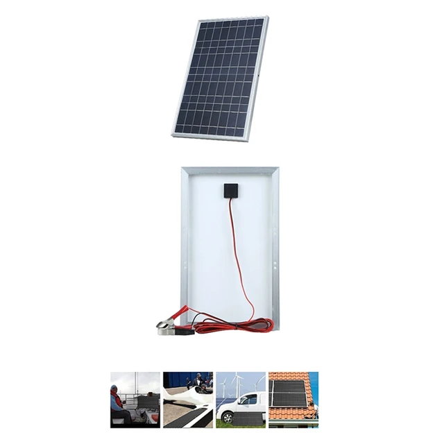 12V Solar Panel Kit Complete 30W Power Portable Outdoor Rechargeable Solar Cell Generator For Home 4