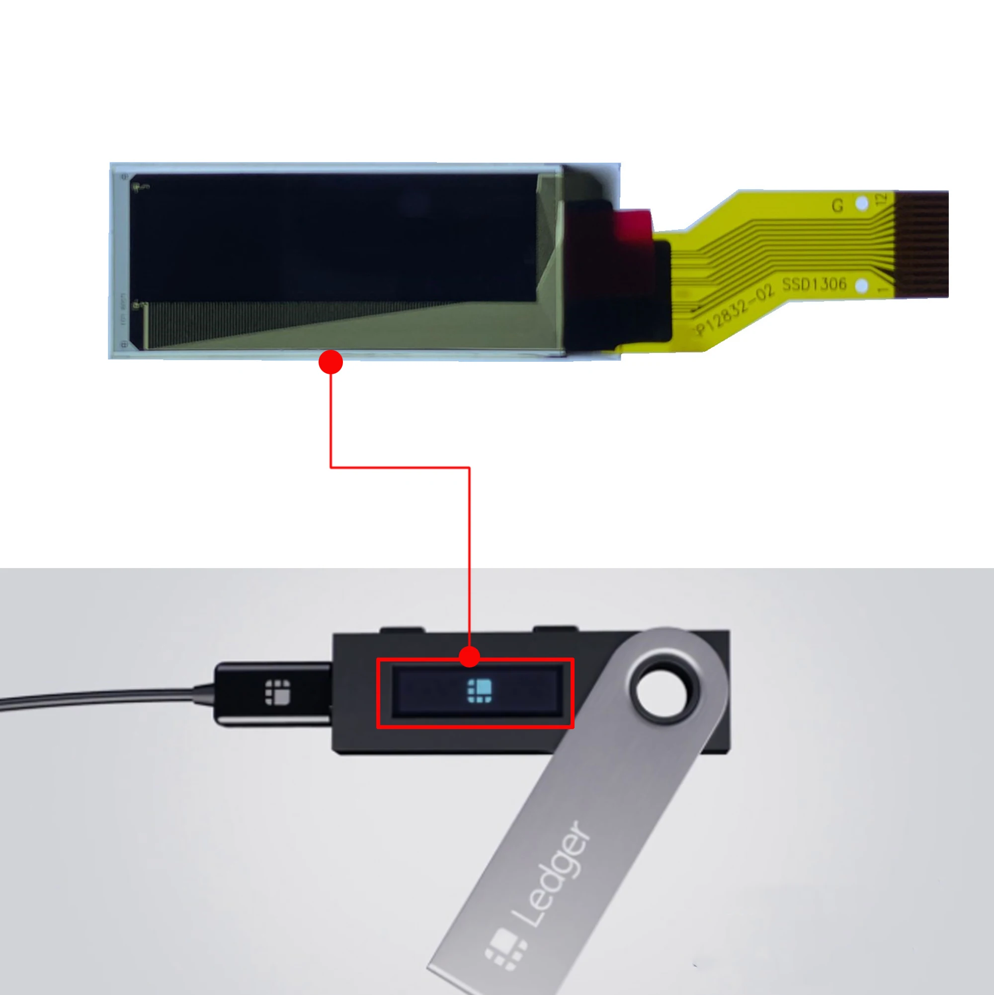 0.91 "Pollici Display Oled Blu 128X32 Punti Schermo Driver Ssd1306 12Pin Per Ledger Nano S