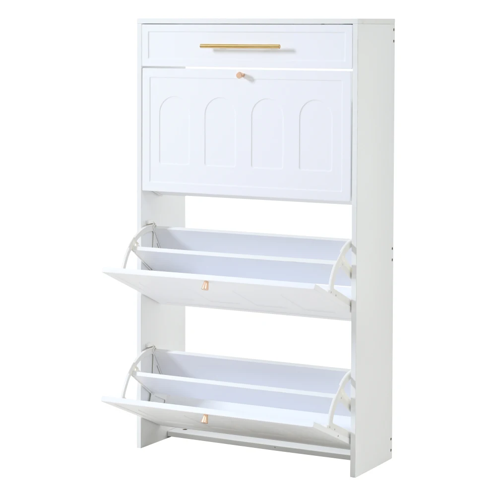70×25×123,5 cm moderner Schuhschrank, multifunktionales Schuhregal mit 6 Fächern und 1 Schublade, Schuhaufbewahrung, Organizer, Schrank, Schränke – Detail 10