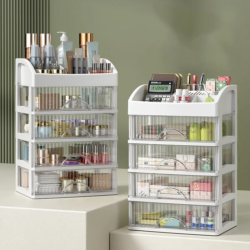 Makeup Storage Box Desktop Storage Box Multi-layer Cosmetics organizer Drawer Jewelry Box Makeup organizer Multi-functional Plastic Storage Cabinet