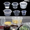 100Pcs Mini Plastic Packing Box 20-40ML Disposable Sauce Cup Round Clear Food Condiments Storage Container Box Kitchen Organizer 1